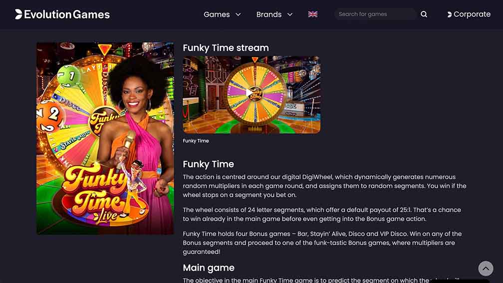 Printscreen Evolution Games Funky Time Live Explanation