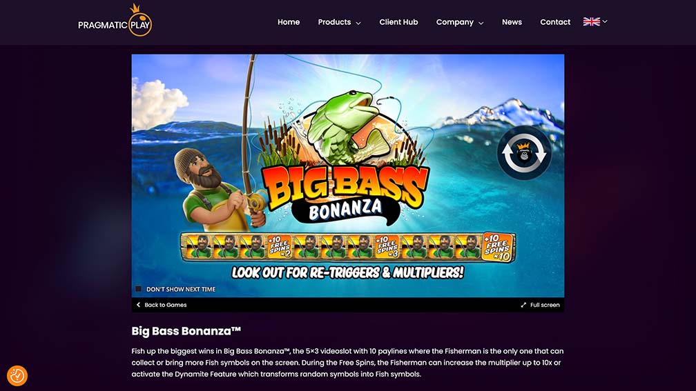 Big Bass Bonanza Slot at Pragmatic Play Website