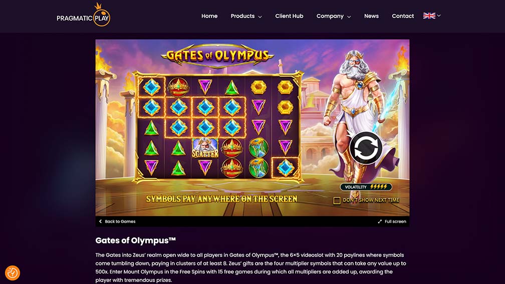 Gates of Olympus Slot at Pragmatic Play Website