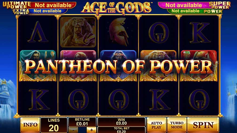 Printscreen of Pantheon of Power Feature in Age of The Gods Slot