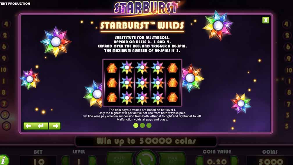 Printscreen of Examples of Starburst Wilds
